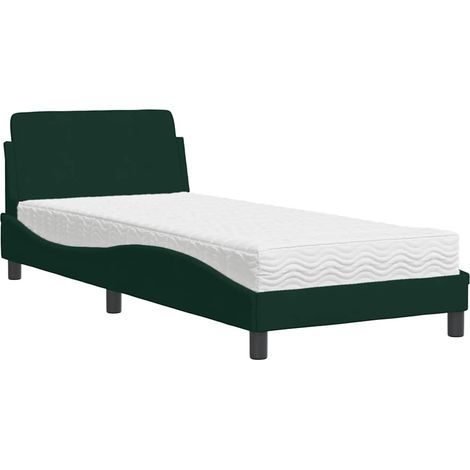 Maison Exclusive - Letto con Materasso Dover Verde Scuro 80x200 cm in Velluto (1/5)