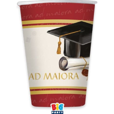 Big Party Bicchieri Carta Laurea ad Maiora 250 Cc Cf 6 Pz Rosso