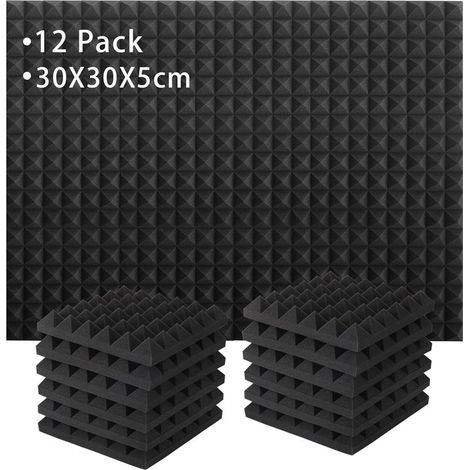 Lot de 12 Panneaux de Mousse Acoustique, Mousse Anti bruit Panneaux Acoustiques Ignifuges pour Studios D'enregistrement, Bureaux, Studios de Danse, Podcasts 30 x 30 x 5 cm (1/5)