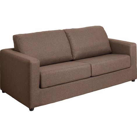 Divano letto 3 posti a ribalta Posto letto 140 cm Materasso 14 cm in Tessuto Marrone - DONETO (1/5)