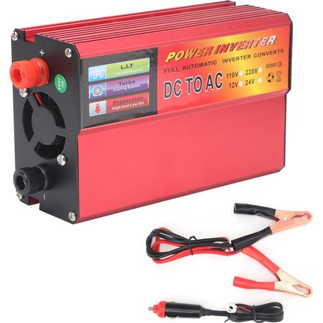 Convertisseur DC12V vers AC110V 800W avec affichage LED, onduleur à onde sinusoïdale modifiée, convertisseur multifonction rouge (1/5)