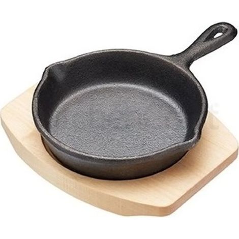 Poêle en fonte avec planche de service - ronde (1/5)