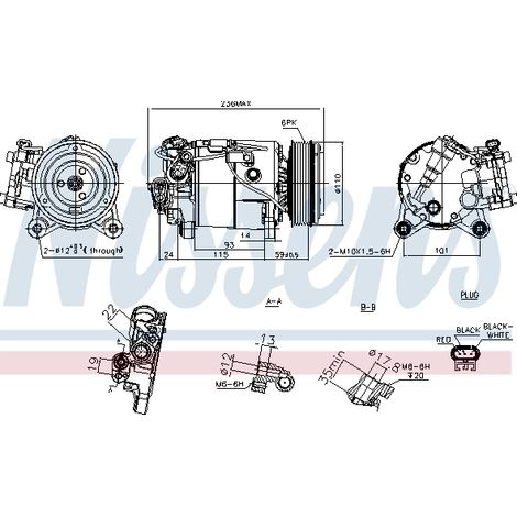 Compresseur, climatisation Nissens 891019 BMW 64525A3F1D2 64525A5C712 6811430