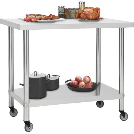 Table de travail de cuisine avec roues 80x60x85 cm Inox