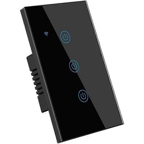 Interrupteur intelligent Tuya WiFi US pour escaliers, avec capteur tactile, éclairage LED, commande bidirectionnelle, compatible Google Smart, prise US triple. (1/5)