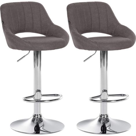Set di 2 sgabelli da bar con poggiapiedi girevole e regolabile in tessuto grigio scuro e metallo 100004355