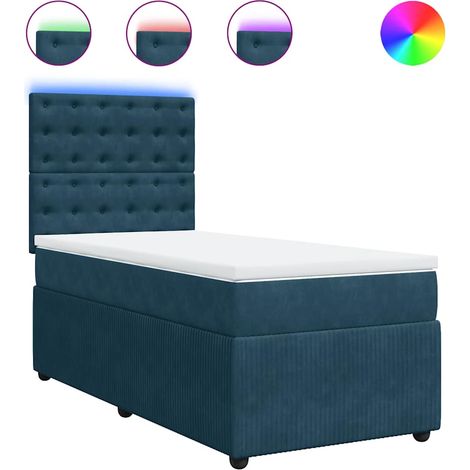 Maison Exclusive - Sommier à lattes de lit avec matelas bleu 90x190 cm velours (1/5)