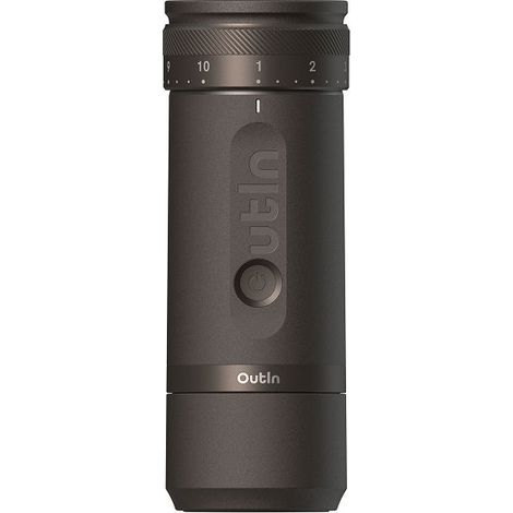 OutIn Fino Macinacaffè Elettrico Portatile a Macine Coniche - Marrone Tundra, 28 Livelli, Macina Inox 7 Stelle