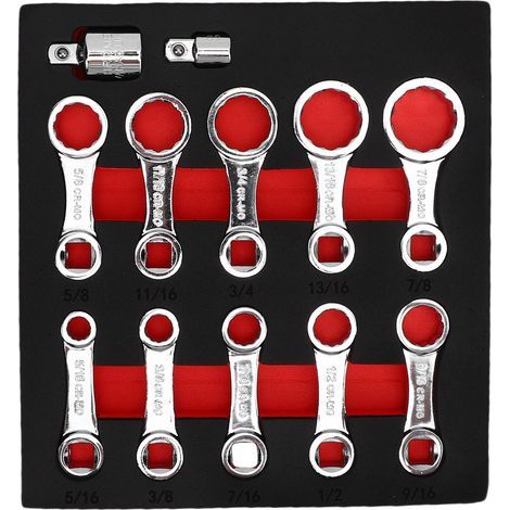 Set of 12 torque wrench adapters – Cr-V steel, 3/8″ square drive (1/5)