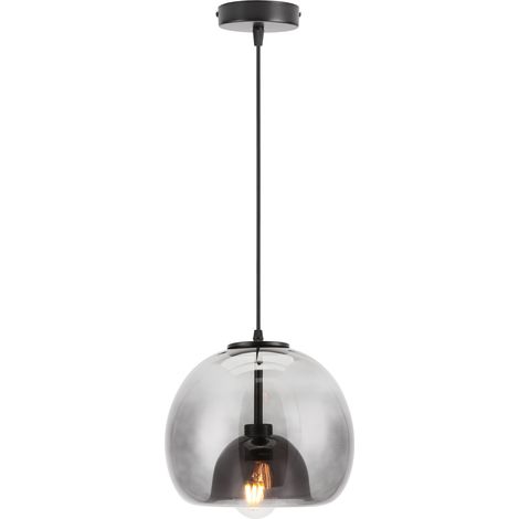 Suspension Ronde Plafonnier D'Intérieur Vintage Suspension Luminaire En Verre Lustre Rétro Suspension Moderne Noir