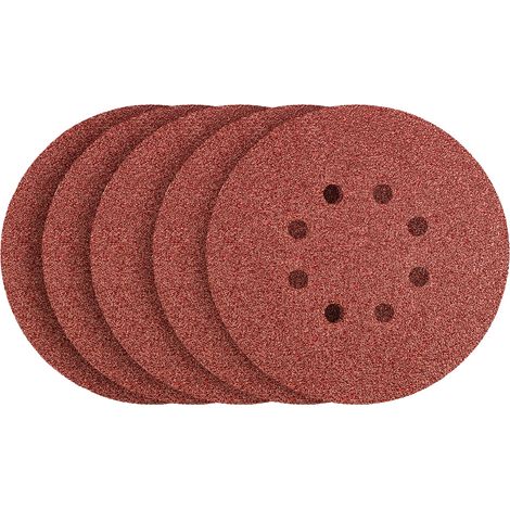 Dischi abrasivi in velcro da 150 mm, P80, 5 pezzi, con 8 fori (1/5)
