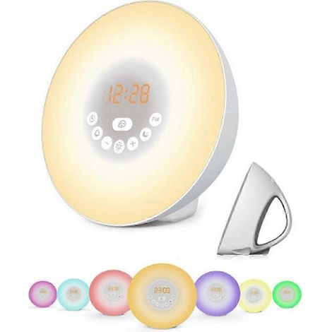 Réveil lumineux, veilleuse 7 couleurs, chargeur USB et radio FM (1/5)