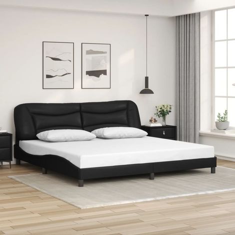 Estructura de cama sin colchón Hvar cuero sintético negro 200x200 cm vidaXL (1/5)