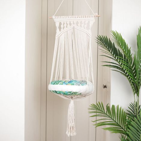 Hamac suspendu pour chat, chaise en corde de coton tressée, lit pour chat d'intérieur ou d'extérieur, décoration de jardin. (1/5)