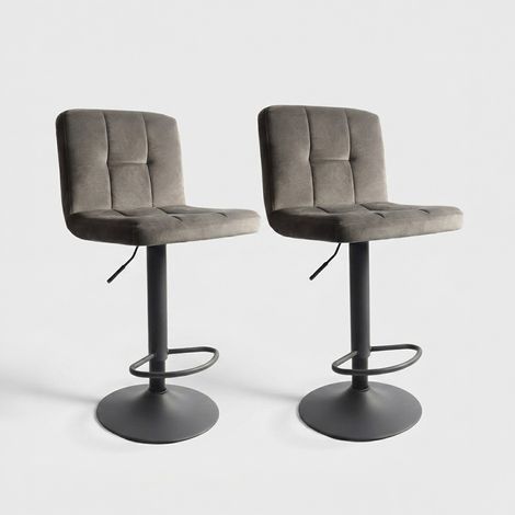 Set de 2 taburetes giratorios en terciopelo ajustables Eclisse (1/4)