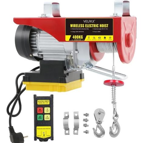 Treuil Électrique, Capacité de Levage de 400 kg, Treuil de 12 m, Treuil Électrique 850 W, Vitesse de Levage de 10 m/min (1/4)