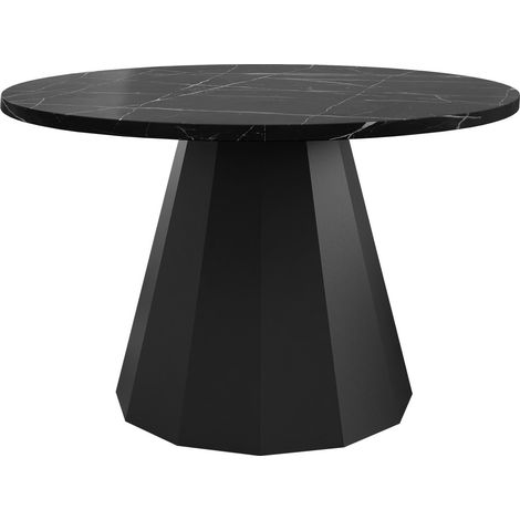 Mesa de centro Oswego 139, Negro + Mármol negro, 45x0x0cm, Diámetro: 75, Aglomerado laminado, Redonda