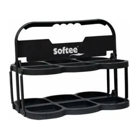 Porte Bidon Pliable - 6 Emplacements Pour Bouteilles De 1000 Ml - Noir - 1 Pièce