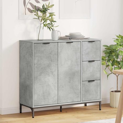 vidaXL Aparador Gris Concreto 89,5 x 33 x 82 cm Madera de ingeniería (1/5)
