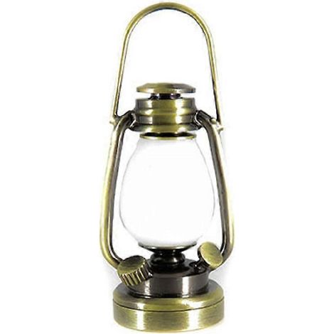 Lampe à pétrole victorienne en laiton antique pour maison de poupée, avec éclairage LED à piles ( )