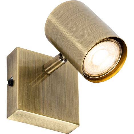 QAZQA Faretto da soffitto/parete jeana - Moderno - Acciaio - Bronzo - Quadrato Max. 1 x Watt