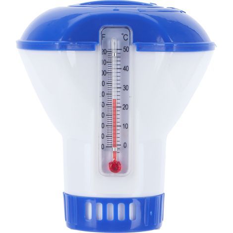 Distributeur de produits chimiques pour piscine flottante de 5 pouces avec distributeur de chlore flottant avec thermomètre (1/5)