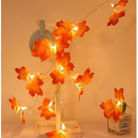 Guirlande lumineuse - Décor D'halloween - 1.5m - 10 LED - Feuilles d'automne - Multicolore (1/4)