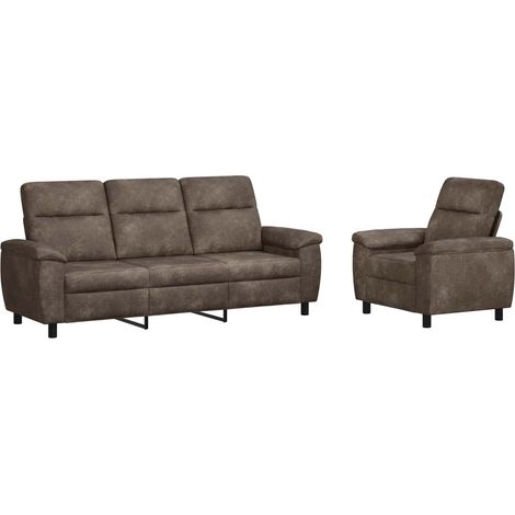 Set di divani 2 pcs Grigio Scuro Pelle Scamosciata Sintetica vidaXL