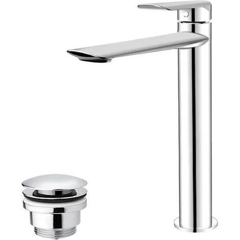 Mitigeur de lavabo avec bec haut et garniture de vidage (bouchon) chromé (1/3)