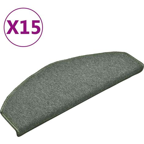 Maison Exclusive - Tappetini per scale 15 pz 65x24x4 cm Verde scuro Semicircolari Grandi (1/5)
