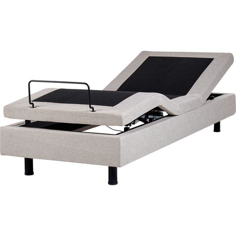 Cama articulada eléctrica moderna mando a distancia ajustable sin cabecero poliéster beige 90 x 200 cm Duke (1/5)