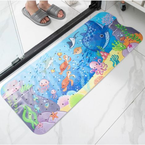 Océan Tapis de Baignoire Antidérapant Bebe, 100x40cm Tapis de Bain Anti Glisse Tapis de Douche Résistant avec 200 Ventouse pour Enfants et Bébé (1/5)