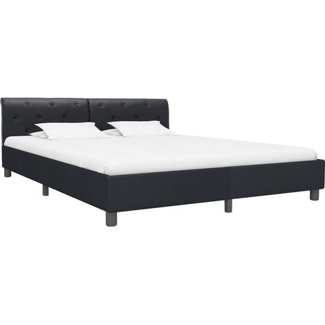 Maison Exclusive - Cadre de lit Noir Similicuir 160 x 200 cm (1/5)