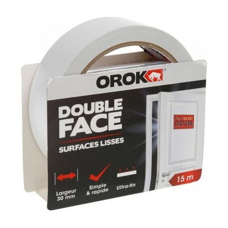 Orok Nastro Adesivo Doppia Faccia Superficie Liscia 15m x 30mm - Orok