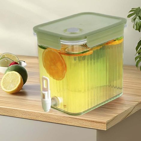 Distributeur de boissons en verre résistant à la chaleur de 3,5 L avec robinet, réfrigérable et étanche, réutilisable, vert clair (1/5)