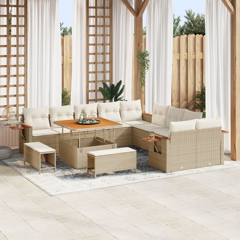 Garden Sofa Set with Cushion 13 pcs Beige and cream vidaXL (1/5)