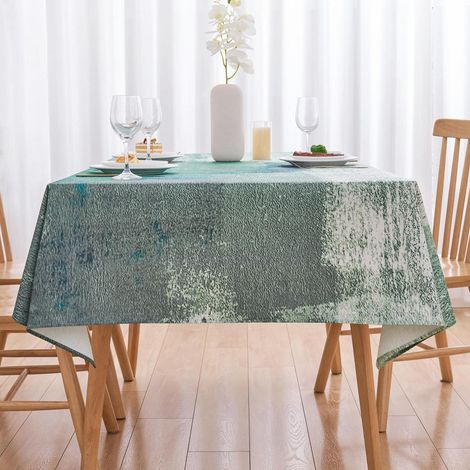 Nappe lavable vert sauge 140x240 cm Rectangulaire, Lin Style Campagne, Moderne