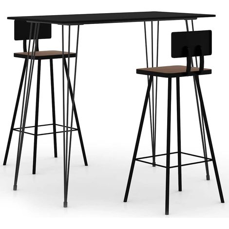 Mesa alta y taburetes de bar 3 piezas negro vidaXL (1/5)