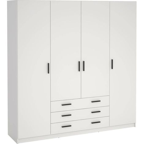 Dmora - Guardaroba grande Frances, Mobile camera da letto, Cabina armadio portabiti, Armadio appendiabiti, 196x50 h200 cm, Bianco