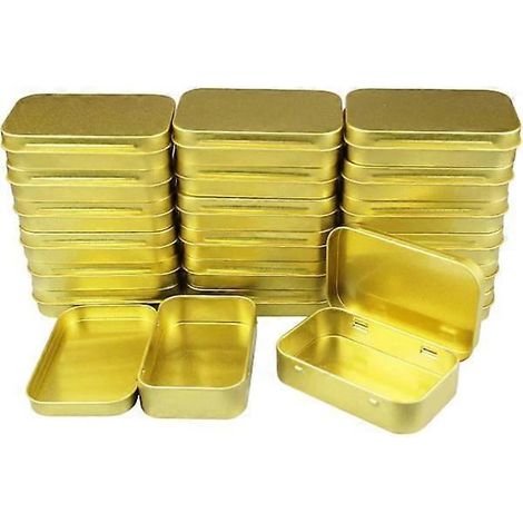 Lot de 20 boîtes métalliques rectangulaires vides avec charnières, articles de première nécessité, rangement pour la maison, mini-boîtes (1/4)