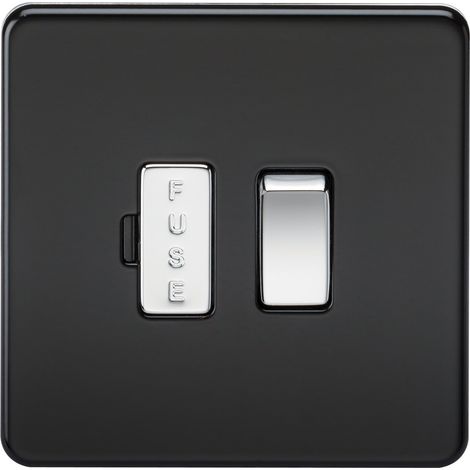 Unité d'éperon à fusible sans vis 13 A avec interrupteur Noir mat avec bascule chromée SF6300MB (1/5)