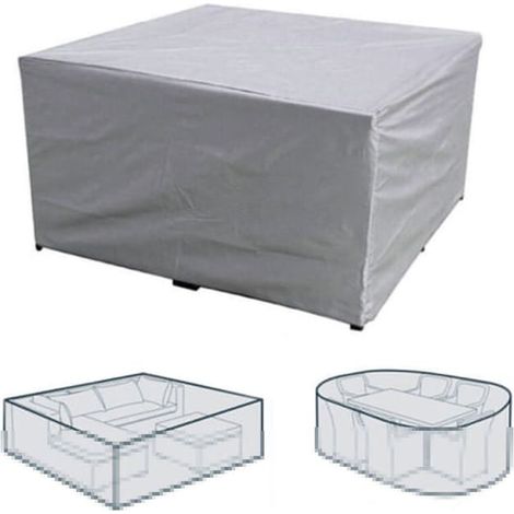 Housse rectangulaire imperméable pour table et bancs de jardin, anti-poussière, anti-UV, dimensions 215 x 135 x 75 cm, protection extérieure résistante pour mobilier de terrasse (1/3)