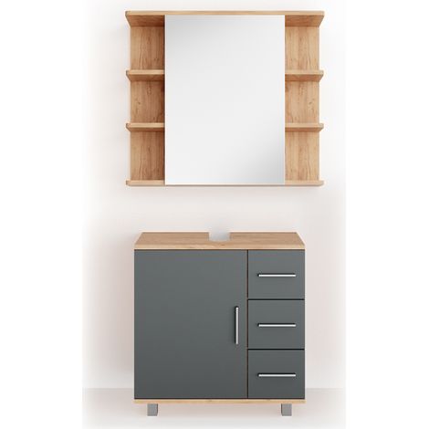 Set mobili bagno Ilias, Rovere, 2 parti, Vicco (1/5)