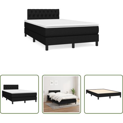 Matelas à ressorts ensachés -  Sommier à lattes de lit avec matelas noir 120x190 cm tissu (1/5)