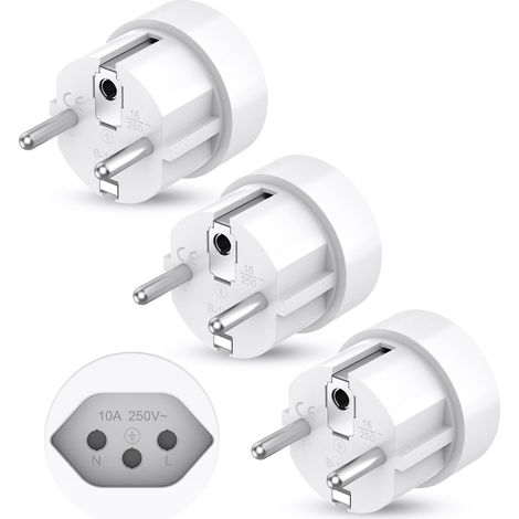 Adaptateur de Voyage Prise Adaptateur Suisse vers UE, 3 Pièces Adaptateur de Prise de Voyage Suisse vers UE, Prise Adaptateur Liechtenstein vers UE Prise Suisse Prise Française 2 Broches