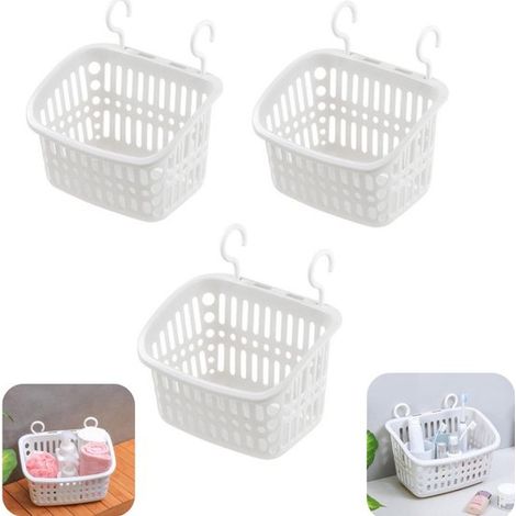 3 paniers de rangement panier de douche panier de rangement suspendu (blanc, 21,513,5cm) (1/5)