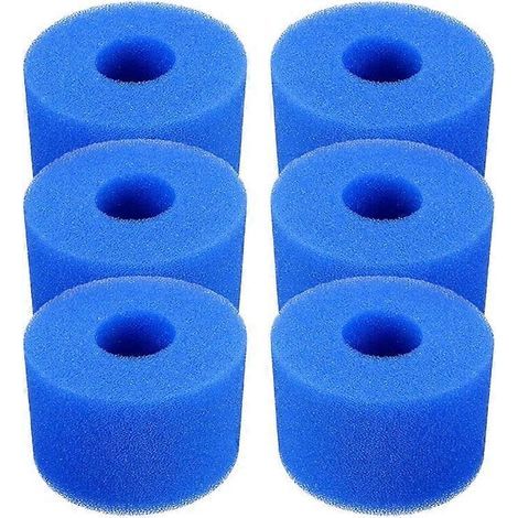 Lot de 6 cartouches filtrantes en mousse réutilisables et lavables pour piscine et spa, type S1 (bleu) (1/5)