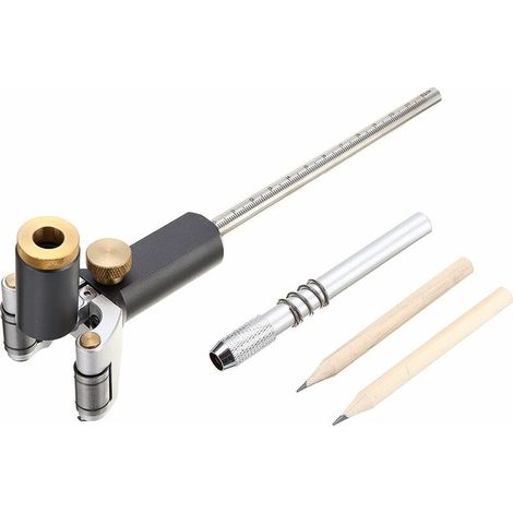 2 in 1 Multifunction Parallel Measuring Tool for Straight Line Woodworking with 2 Precise Draw Circle Marker Pencils (1/2)