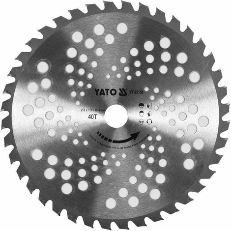 Accesorio para cortaborde y desbrozadora, Yato, modelo YT-85150, mejora el rendimiento y versatilidad de herramientas de jardinería, compatible con modelos específicos, fácil instalación. (1/3)