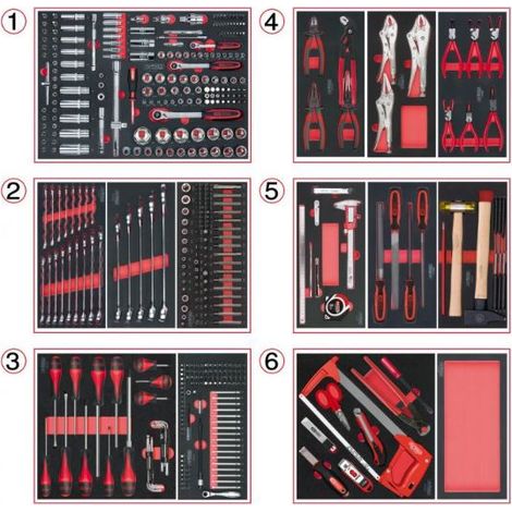 Werkzeugsatz 6 Schubladen für Werkzeugwagen KS TOOLS - 455 Teile - 714.0452 (1/4)